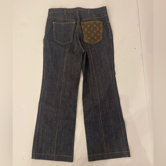 LOUIS VUITTON LEATHER MONOGRAM PATCH DENIM - Picture 1 of 6